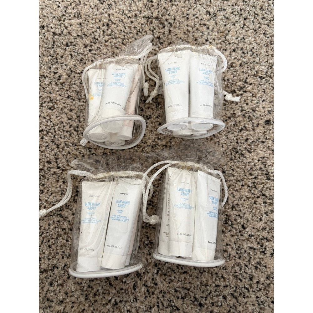 Mary Kay Satin Hands Set Travel Size Body Buffing Gel White 4pk NEW